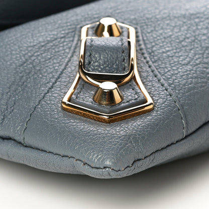 Balenciaga Chevre Gold Metallic Edge Hardware Envelope Clutch Bleu Acier 8 of 9