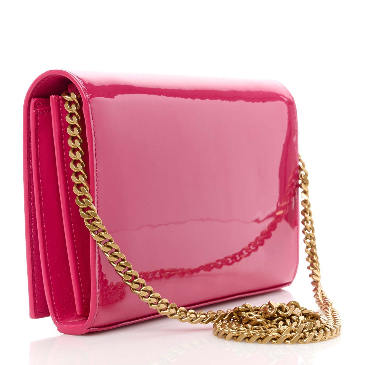 Saint Laurent Patent Calfskin Monogram Kate Wallet On Chain Fresh Fuxia 3 of 9