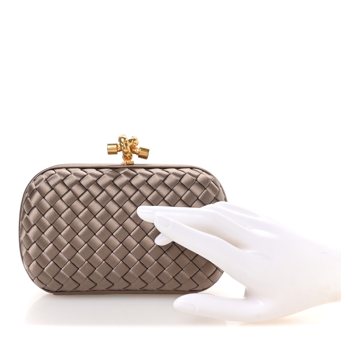 Satin Intreccio Impero Knot Clutch  Limestone