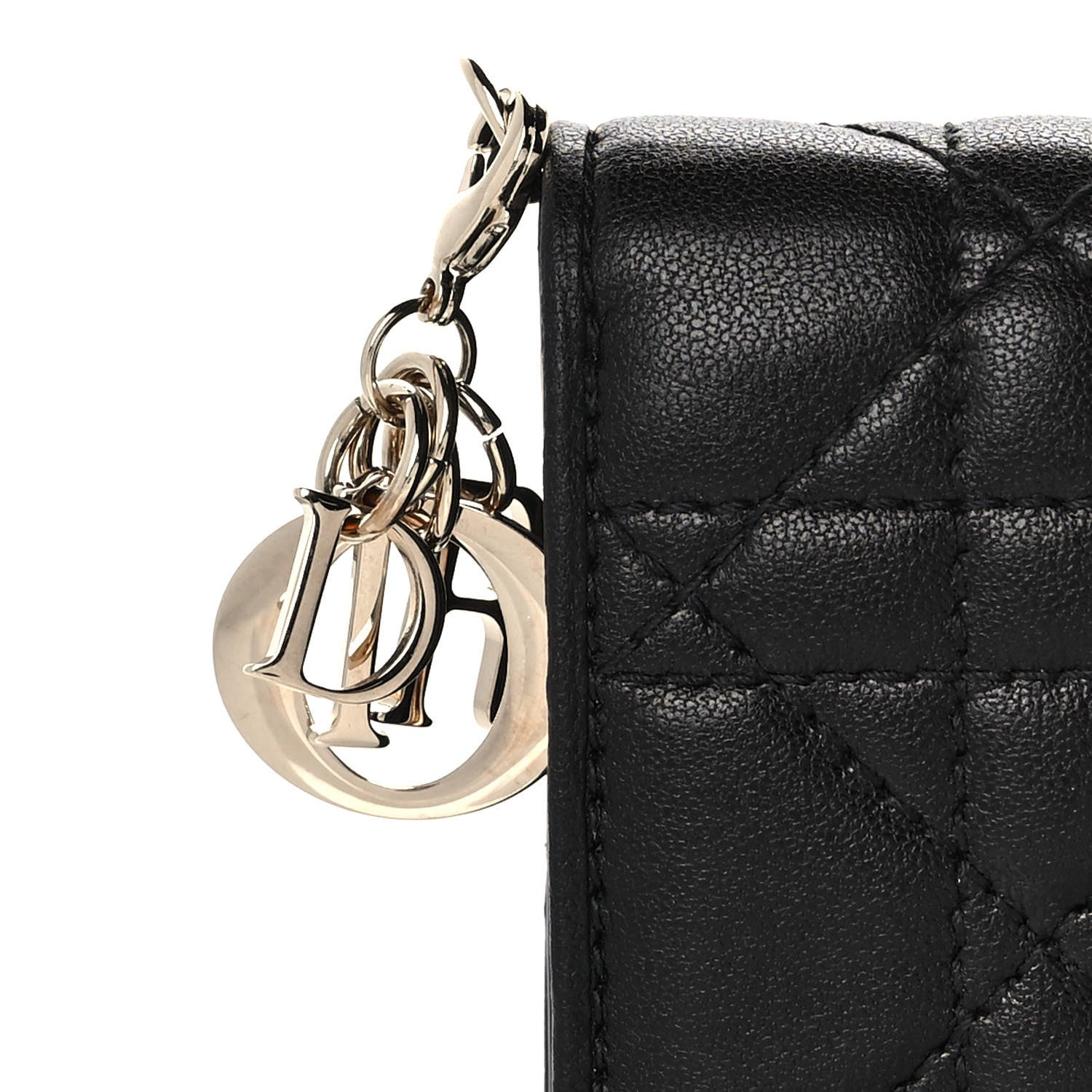 Christian Dior Lambskin Cannage Lady Dior Lotus Wallet Black 10 of 10