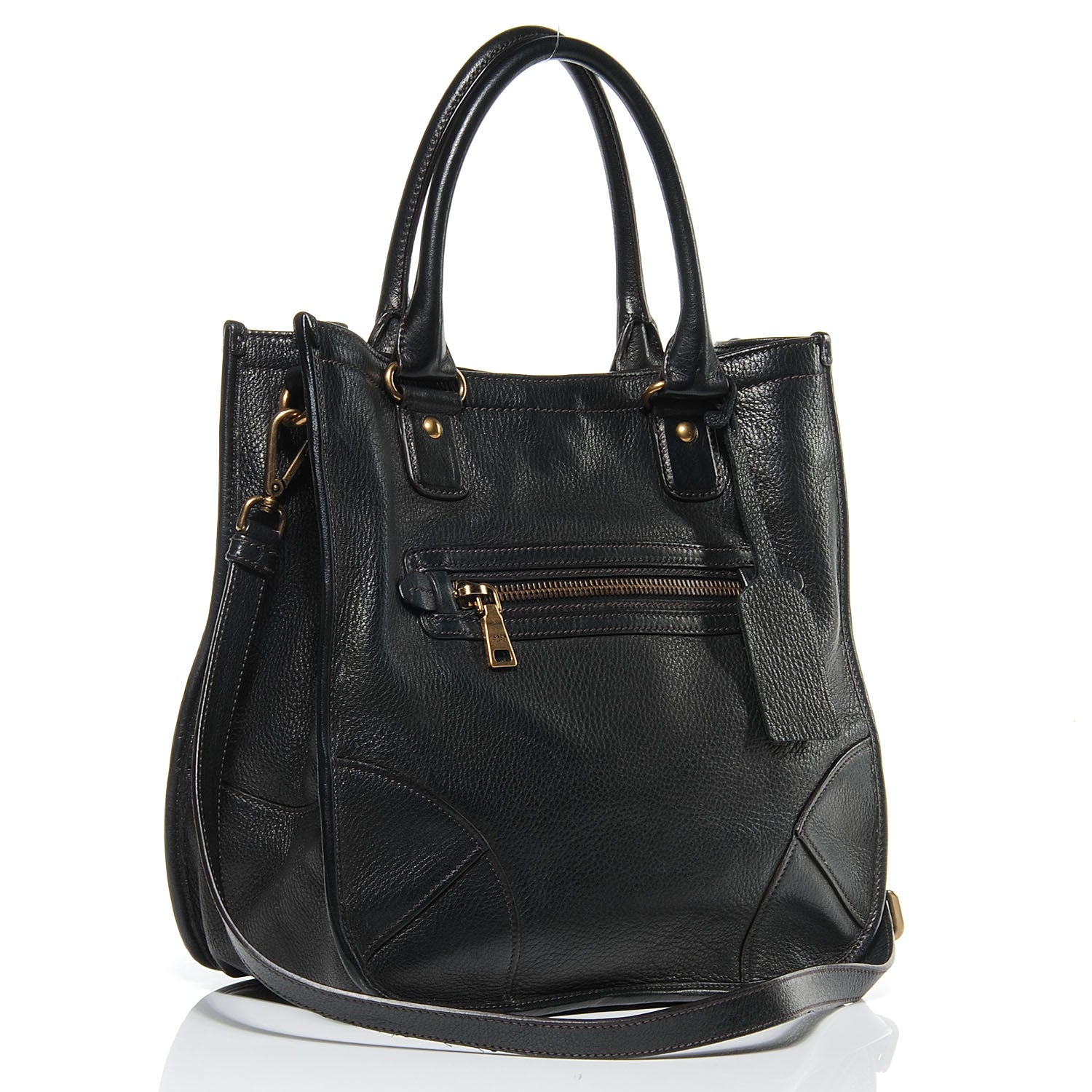 Prada Deerskin Zipper Detail Tote Black 3 of 8