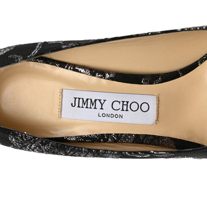 Jimmy Choo Floral Brocade Pointy Toe Love 85 Pumps 36.5 Black Steel 7 of 8