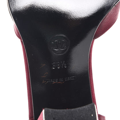 Chanel Satin Mary Jane Pumps 38.5 Bordeaux 6 of 10