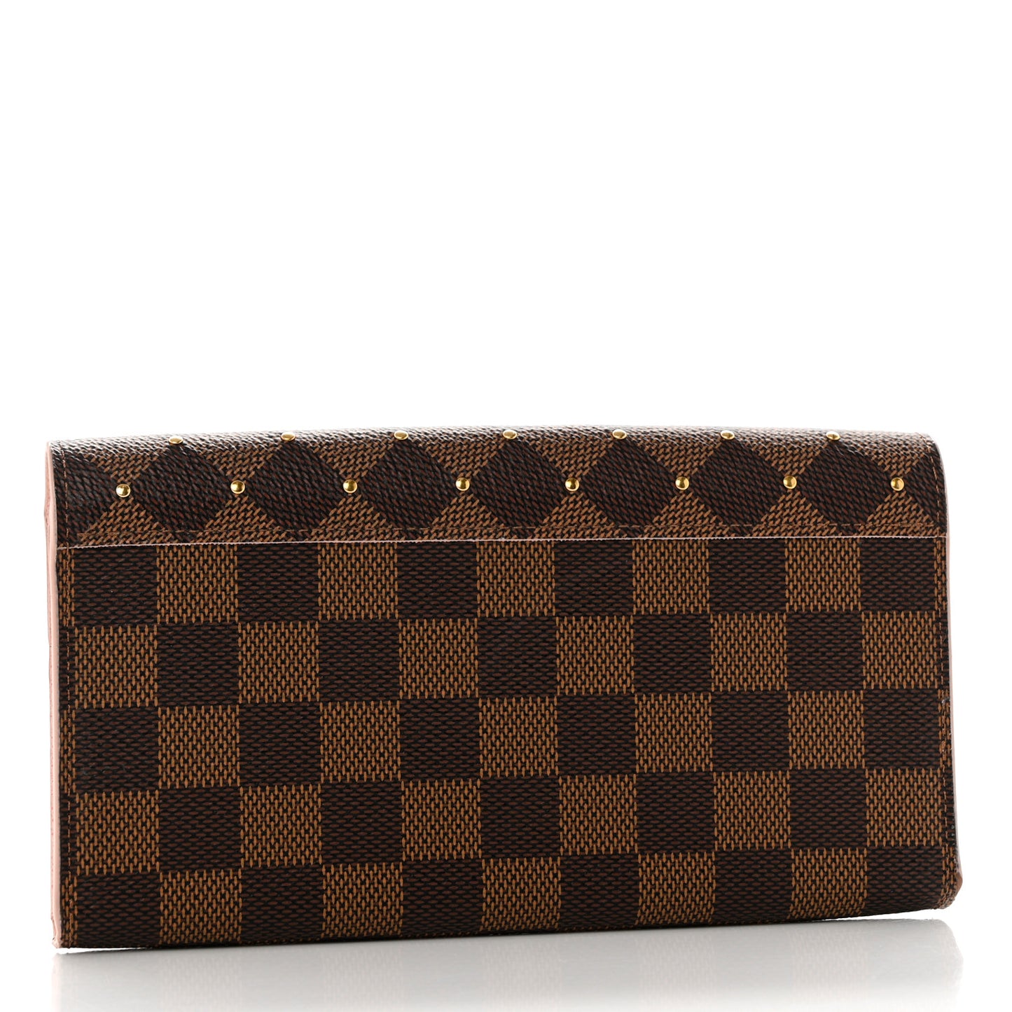 Damier Ebene Studded Sarah Wallet NM Rose Ballerine