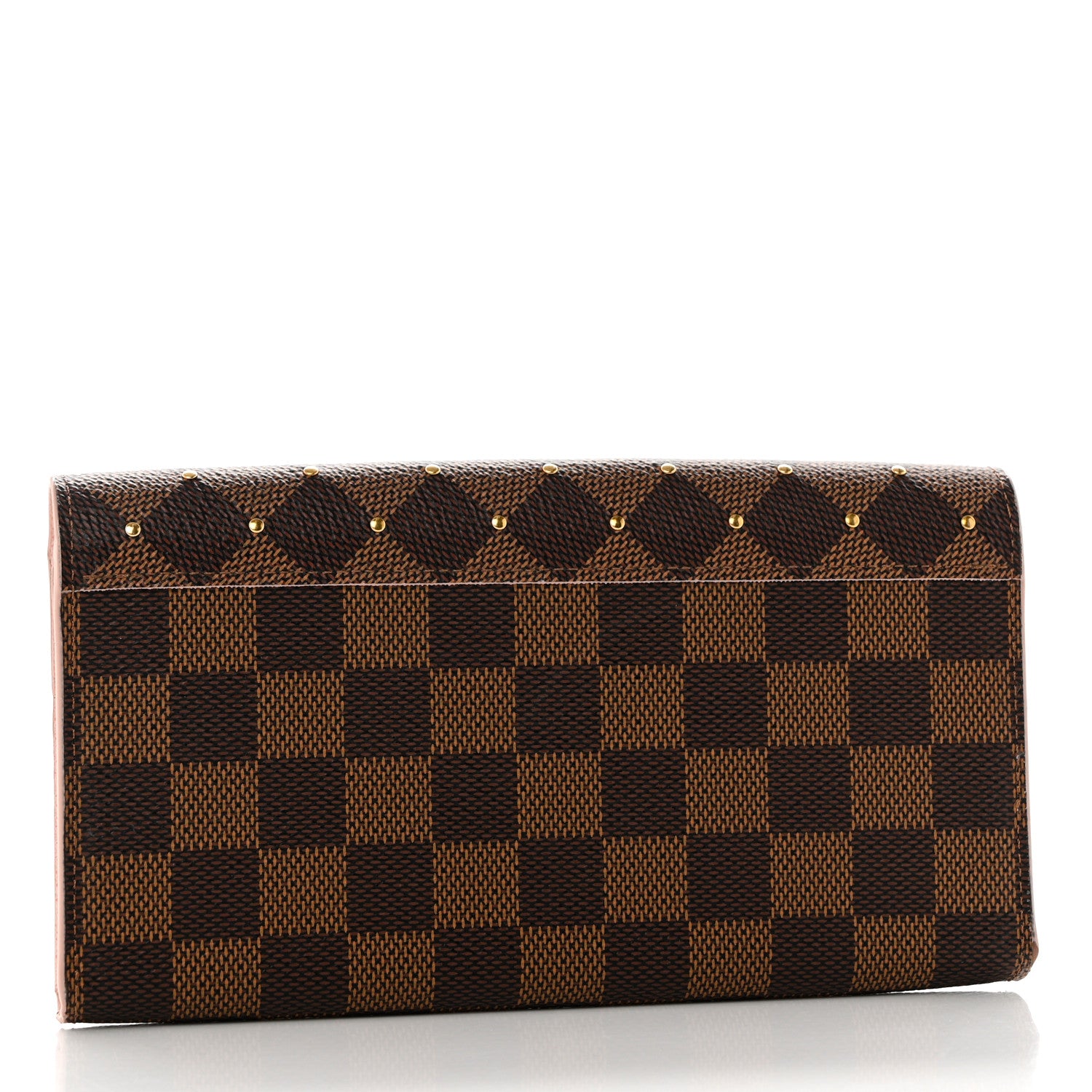 Louis Vuitton Damier Ebene Studded Sarah Wallet NM Rose Ballerine 3 of 9