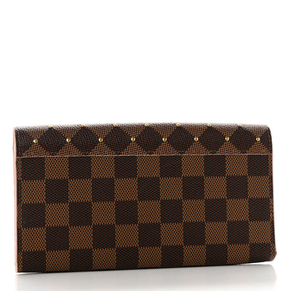 Louis Vuitton Damier Ebene Studded Sarah Wallet NM Rose Ballerine 3 of 9