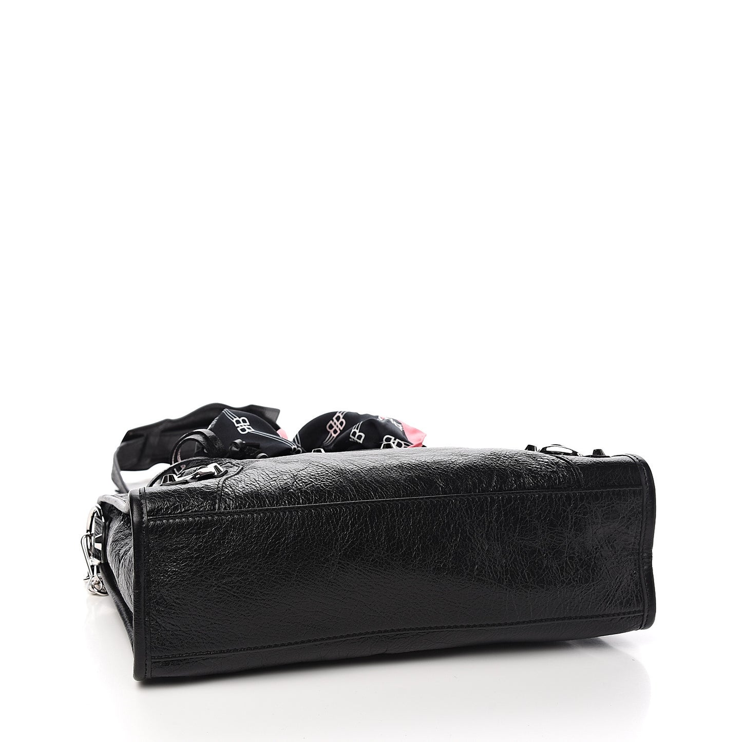 Agneau Classic Silver Hardware S City Scarf Black