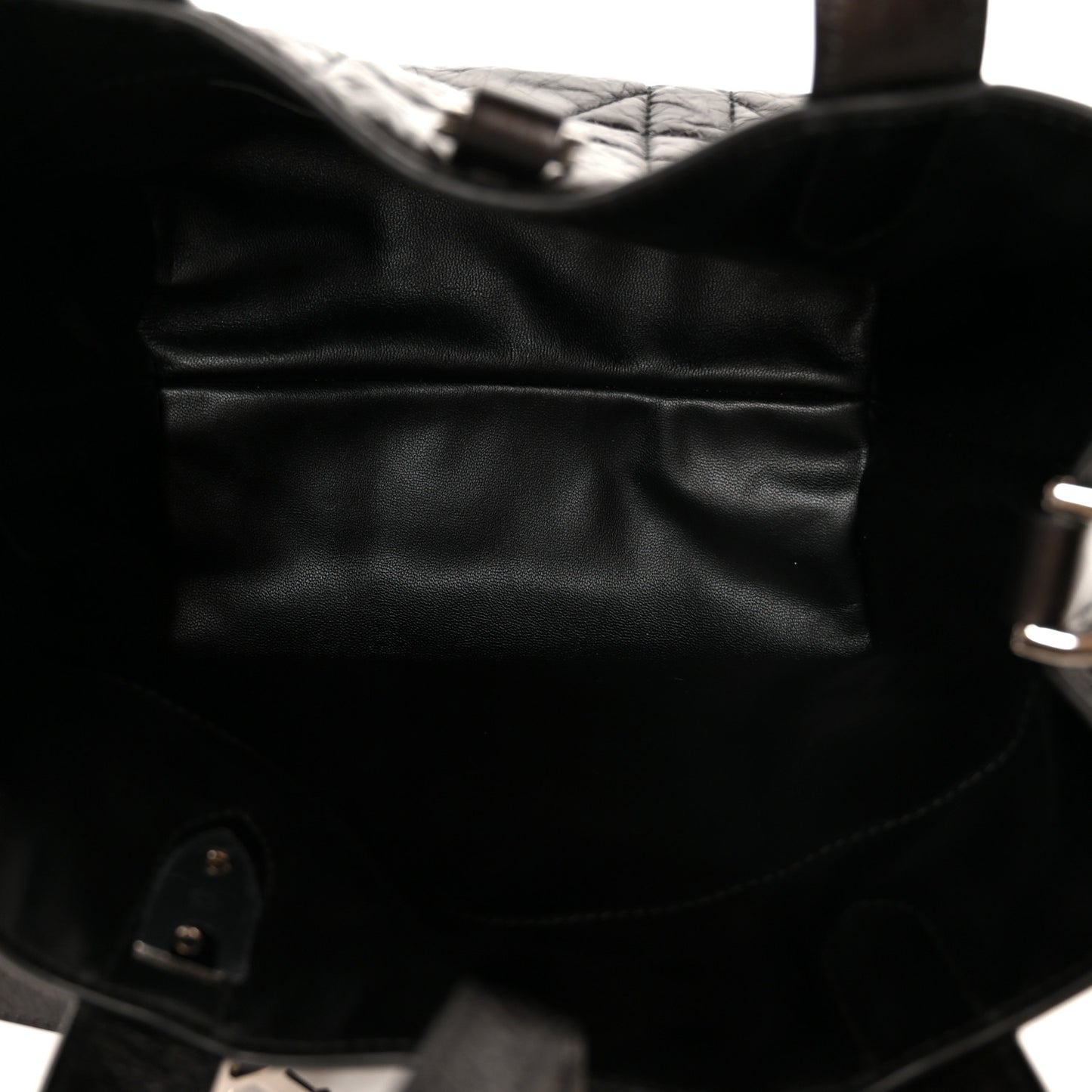 Crinkled Calfskin Macrocannage Small Toujours Vertical Tote Black