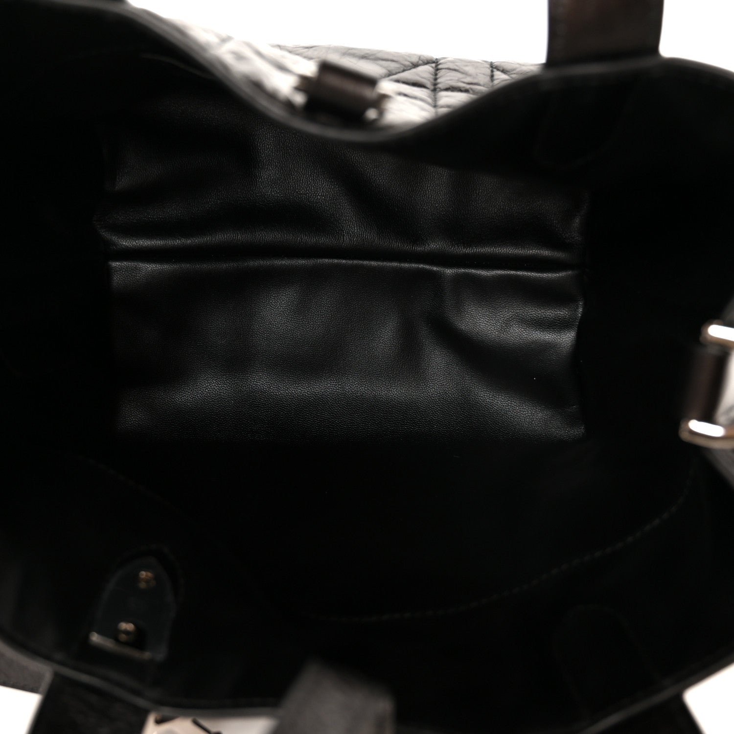 Christian Dior Crinkled Calfskin Macrocannage Small Toujours Vertical Tote Black 5 of 10