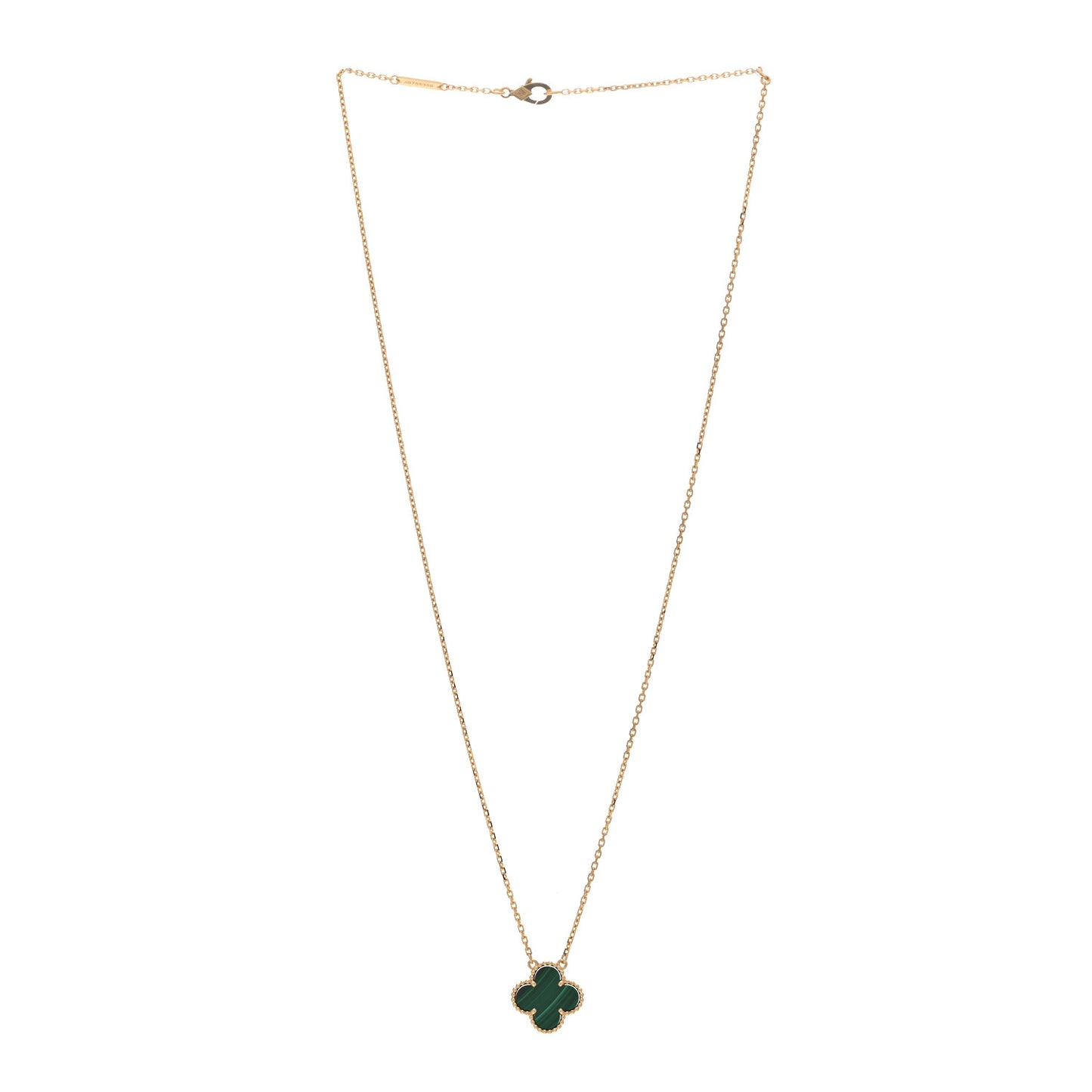 18K Yellow Gold Malachite Vintage Alhambra Pendant Necklace