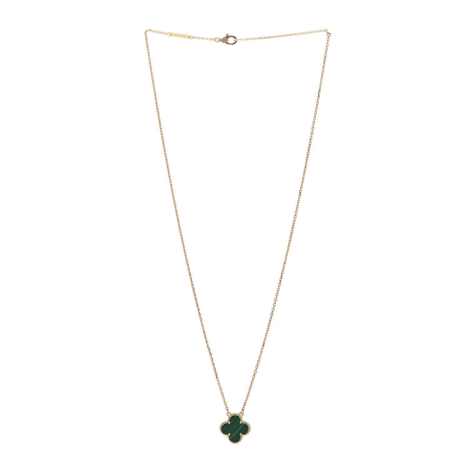 Van Cleef & Arpels 18K Yellow Gold Malachite Vintage Alhambra Pendant Necklace 2 of 3