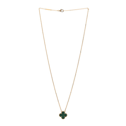 Van Cleef & Arpels 18K Yellow Gold Malachite Vintage Alhambra Pendant Necklace 2 of 3