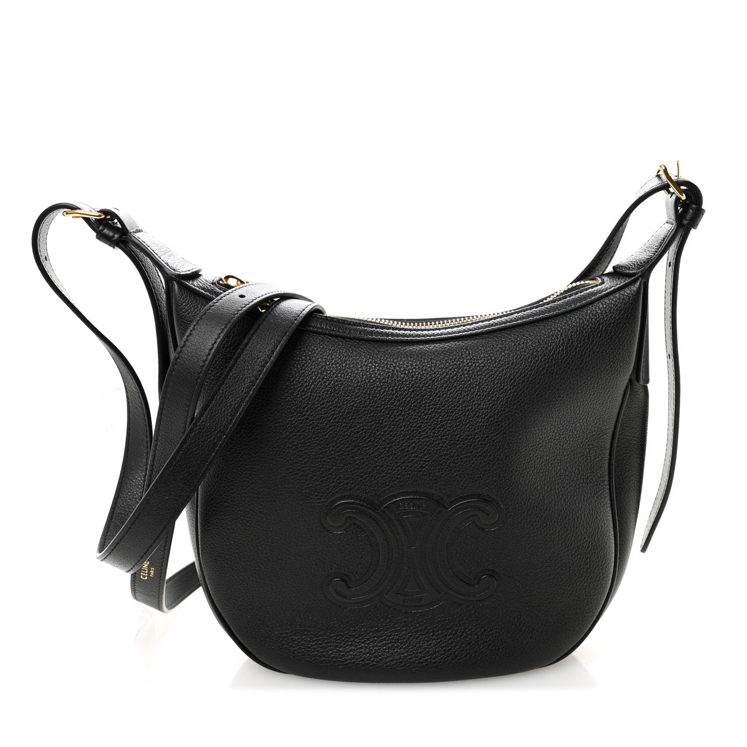 Celine Supple Calfskin Cuir Triomphe Small Heloise Shoulder Bag Black 1 of 10