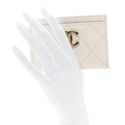 Chanel Caviar Metal Quilted Striated CC Card Holder White 2 of 9