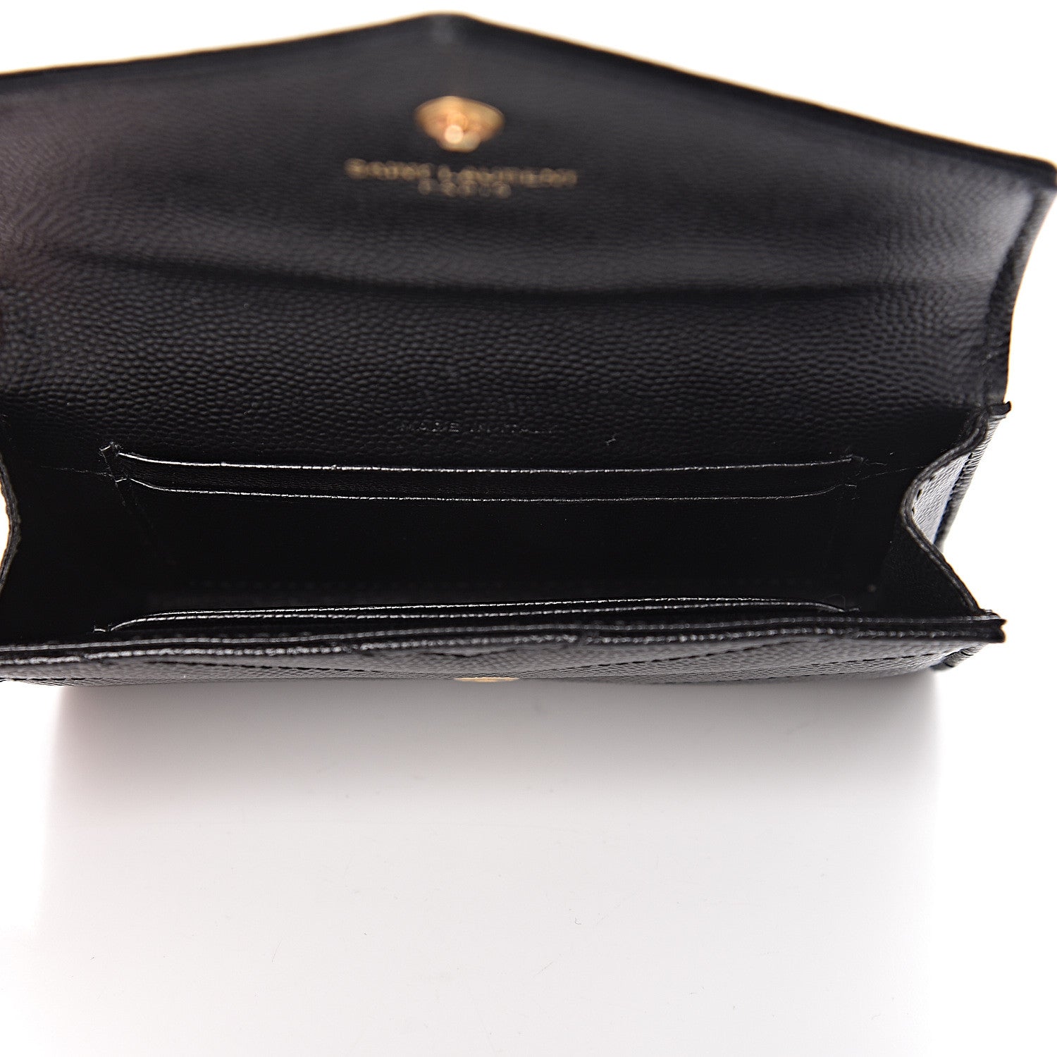 Saint Laurent Grain De Poudre Matelasse Chevron Small Monogram Envelope Wallet Black 5 of 8