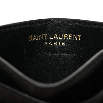 Saint Laurent Grain De Poudre Matelasse Chevron Monogram Credit Card Case Black 6 of 9
