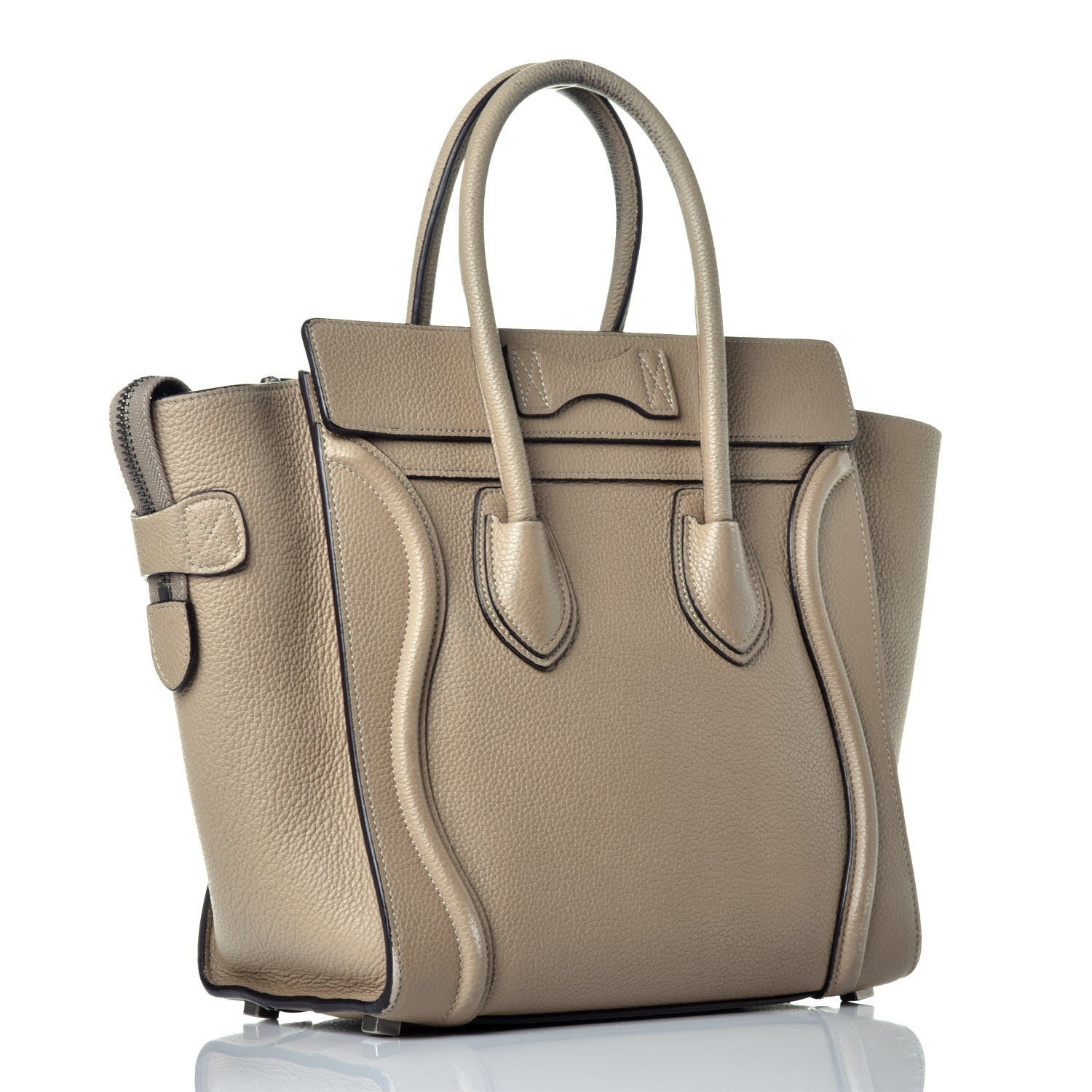 Celine Drummed Calfskin Micro Luggage Dune 3 of 9