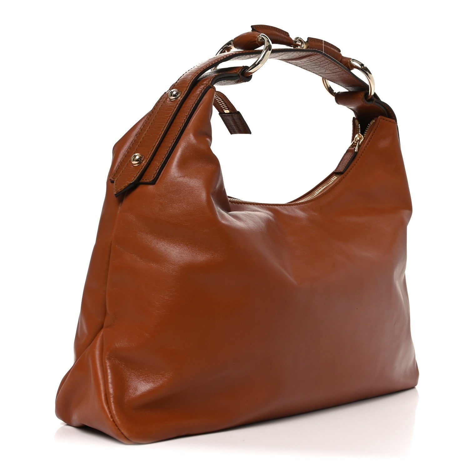 Gucci Calfskin Medium Horsebit Chain Hobo Brown 3 of 10