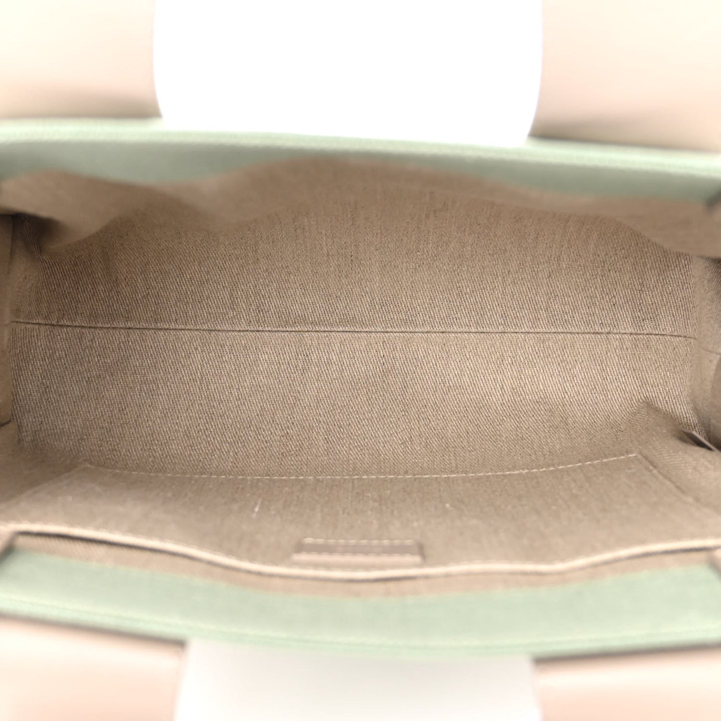 Linen Calfskin Medium Woody Ribbon Tote Warm Green