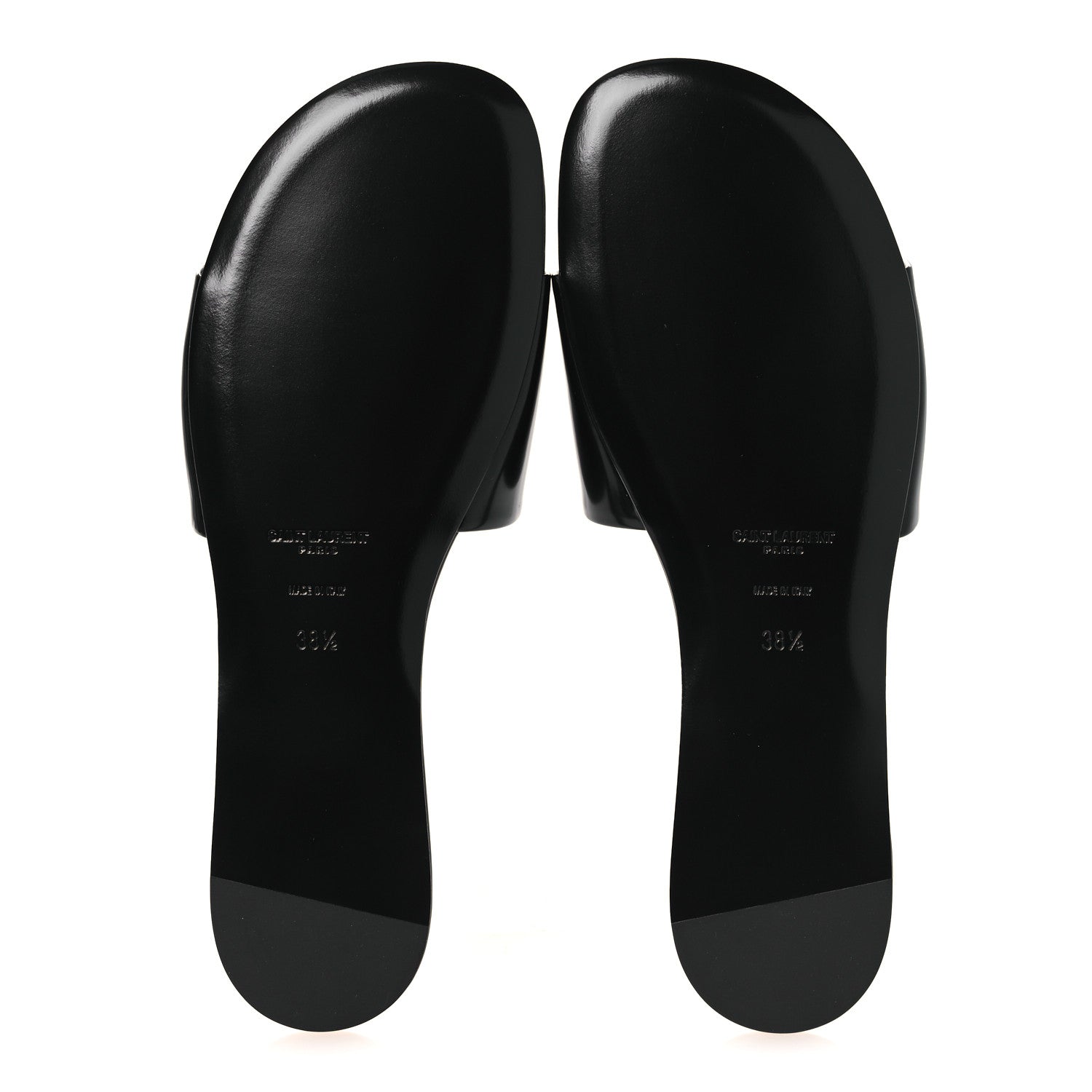 Saint Laurent Patent Calfskin Carlyle Slide Sandals 38.5 Black 7 of 11