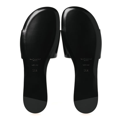 Saint Laurent Patent Calfskin Carlyle Slide Sandals 38.5 Black 7 of 11