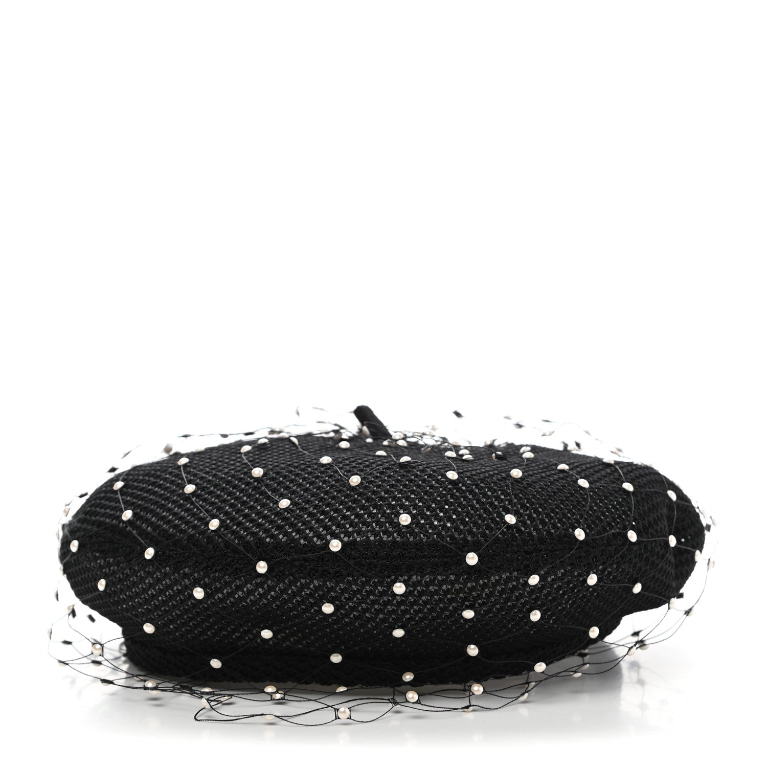 Christian Dior Polyester Nylon Pearl Beret with Veil Black 1 of 8