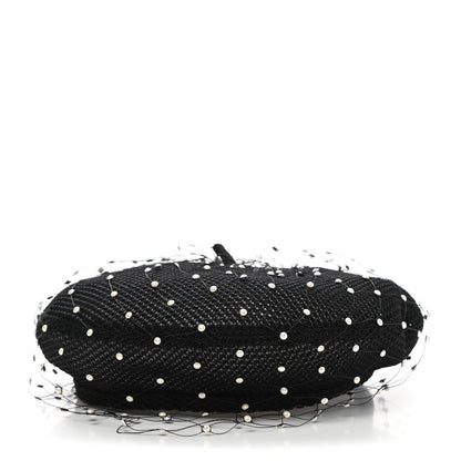 Christian Dior Polyester Nylon Pearl Beret with Veil Black 1 of 8