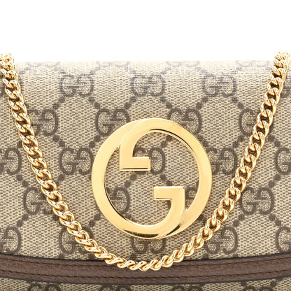 Gucci GG Supreme Monogram Textured Dollar Calfskin Blondie Continental Chain Wallet Beige Ebony New Acero 8 of 11