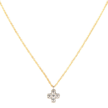 Tiffany 18K Yellow Gold Platinum Diamond Cruciform Cross Pendant Necklace 1 of 6
