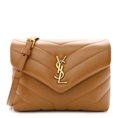 Saint Laurent Calfskin Y Quilted Monogram Toy Loulou Crossbody Bag Dark Natural 1 of 10