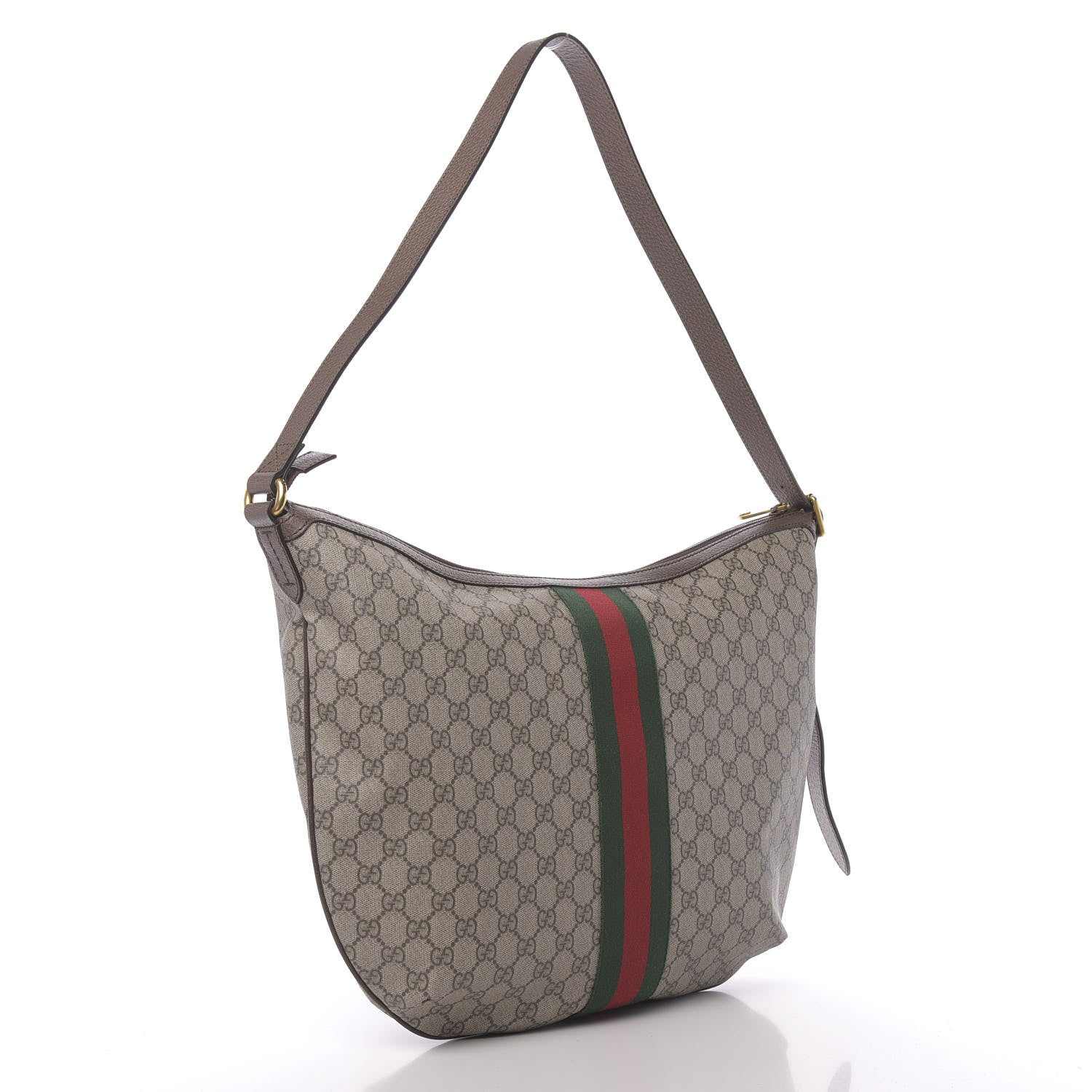 Gucci GG Supreme Monogram Web Ophidia Half Moon Hobo Brown 3 of 11