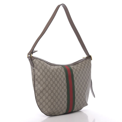 Gucci GG Supreme Monogram Web Ophidia Half Moon Hobo Brown 3 of 11