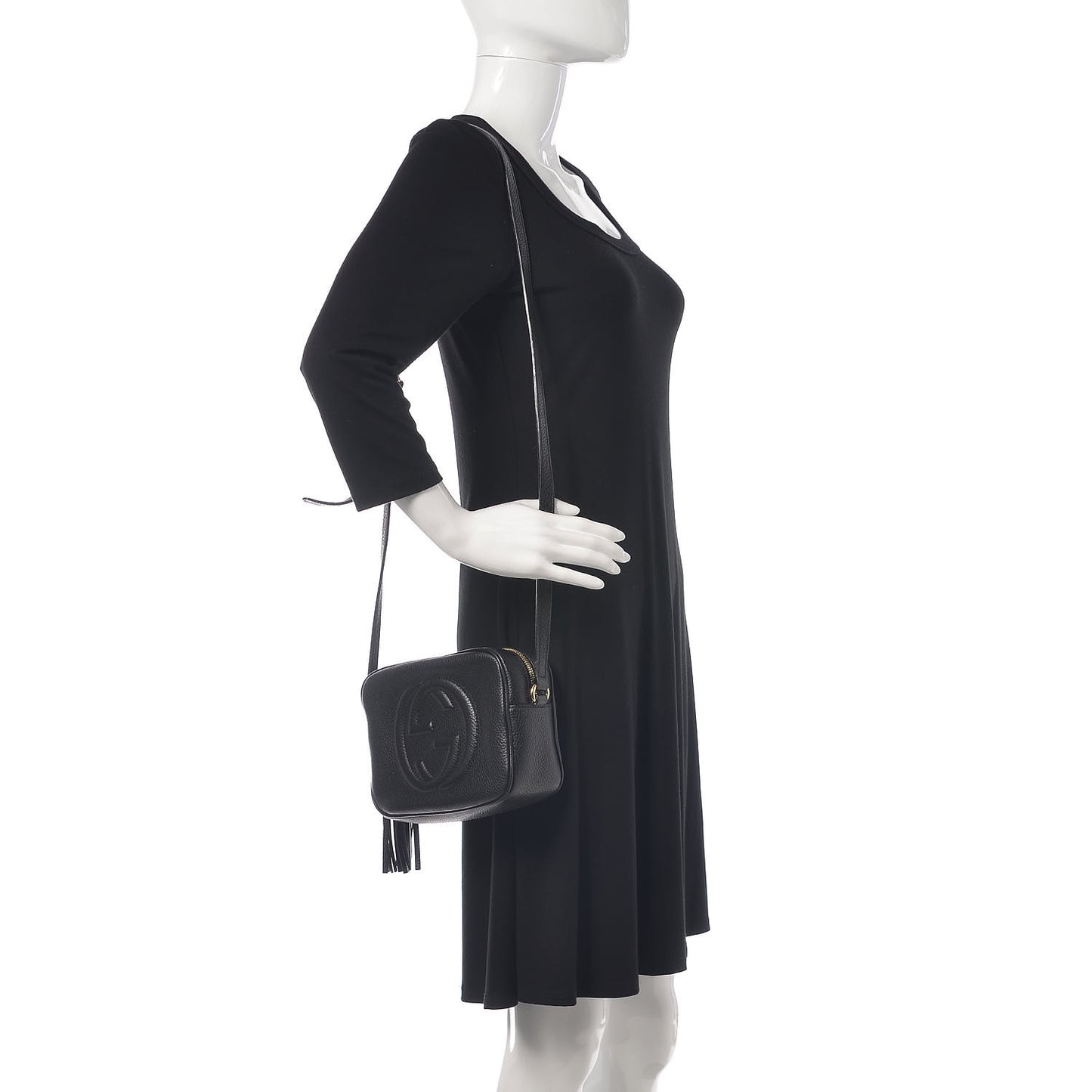 Pebbled Calfskin Small Soho Disco Bag Black