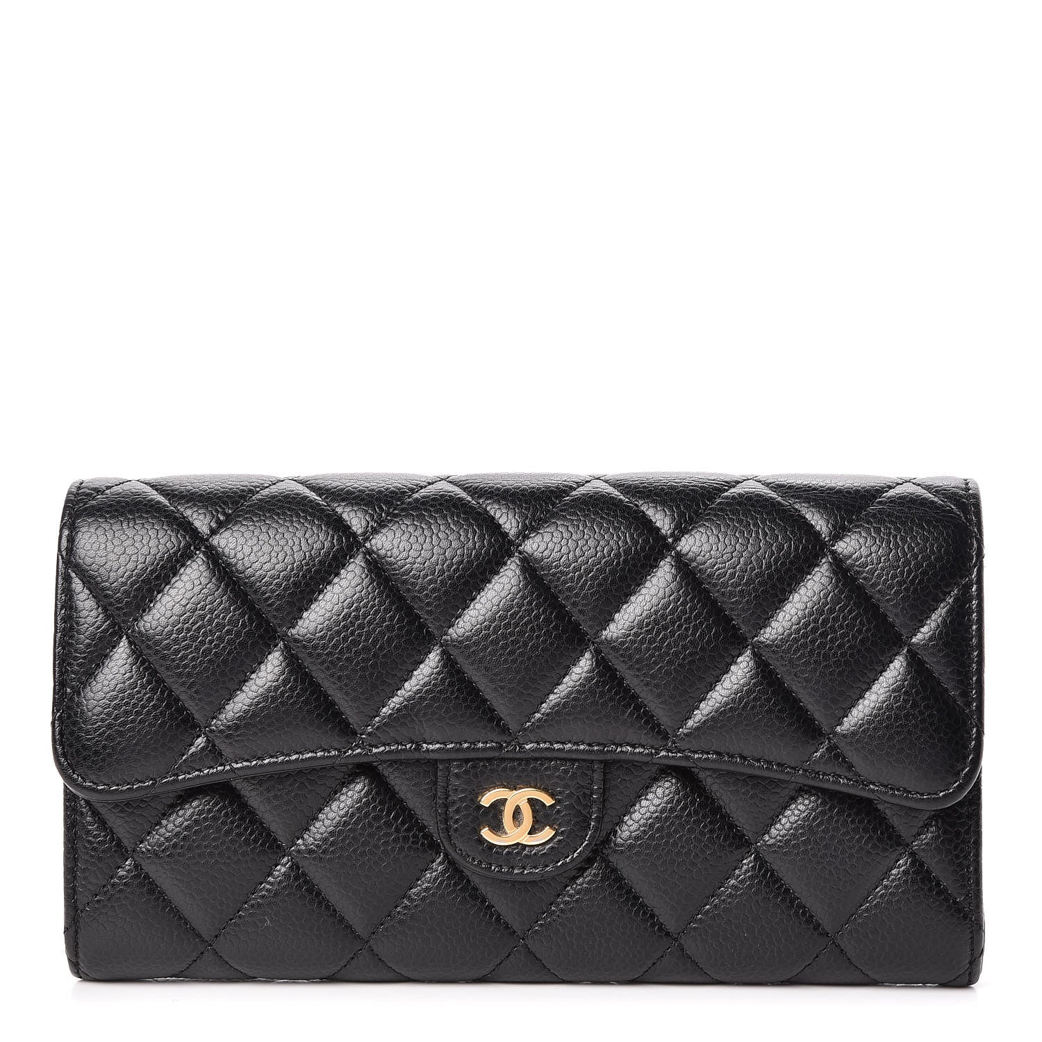 Chanel Caviar Quilted Large Gusset Flap Wallet Black 1 of 11