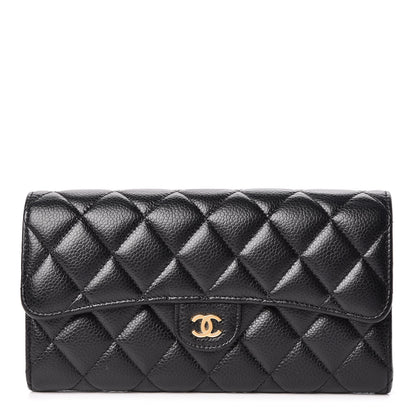 Chanel Caviar Quilted Large Gusset Flap Wallet Black 1 of 11