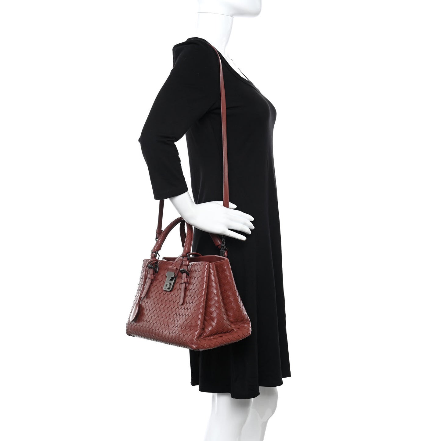 Light Calf Intrecciato Small Roma Dark Red