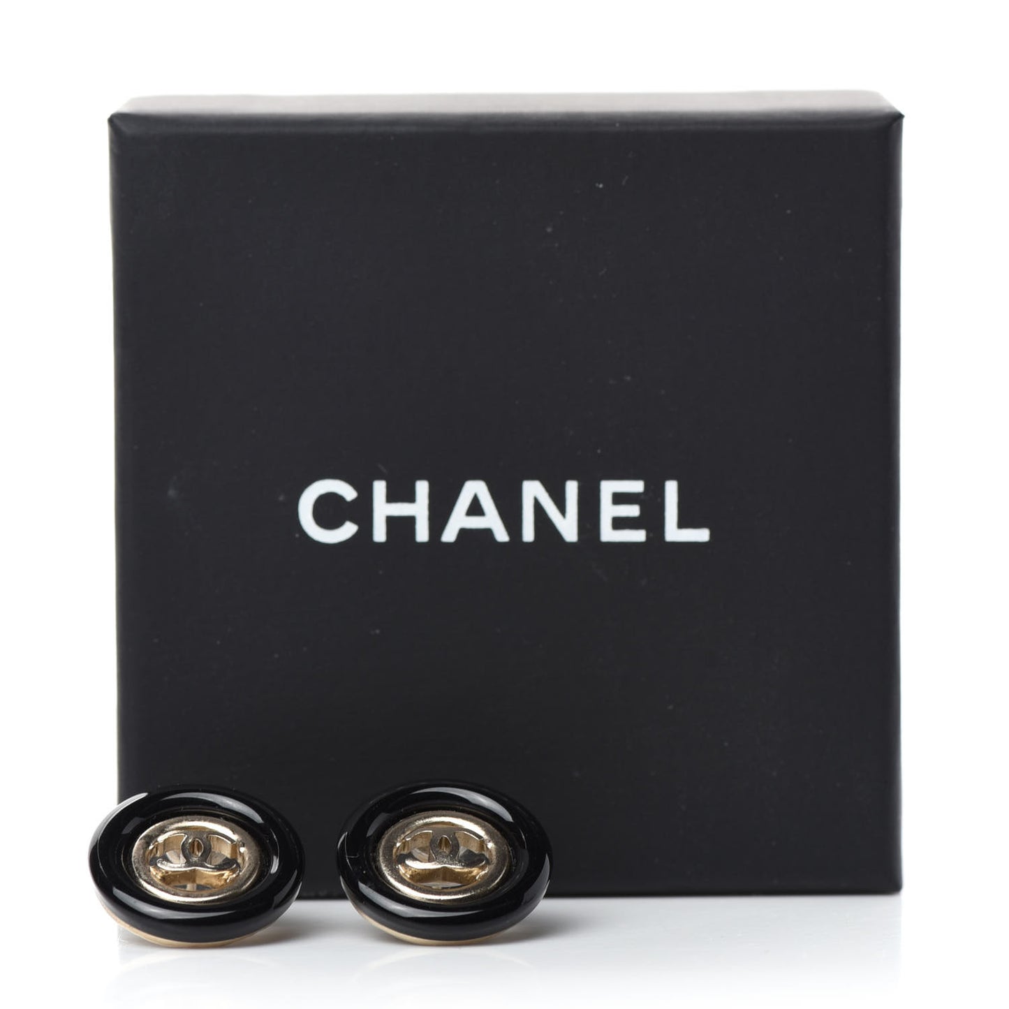 Resin CC Earrings Gold Black