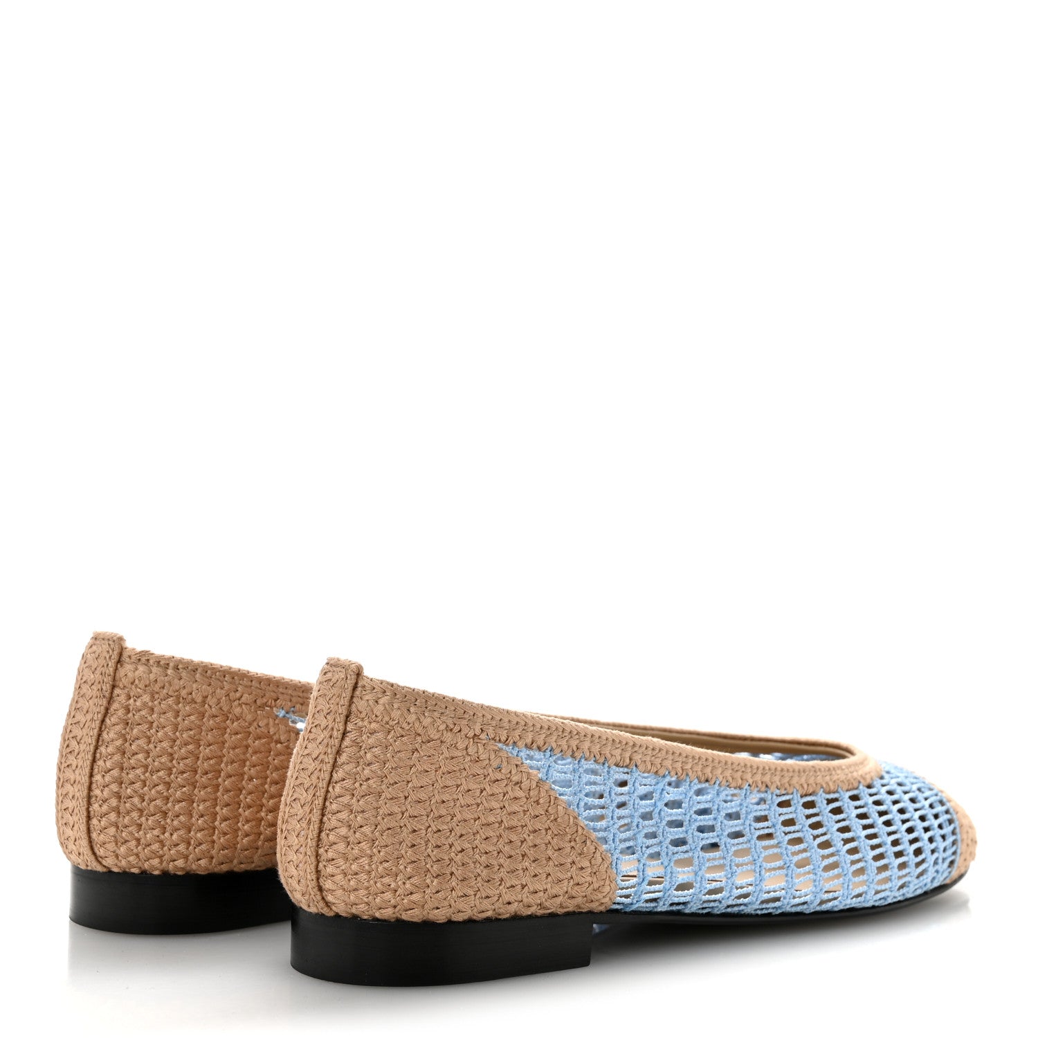Chanel Raffia CC Cap Toe Ballerina Flats 38.5 Blue Beige 5 of 9