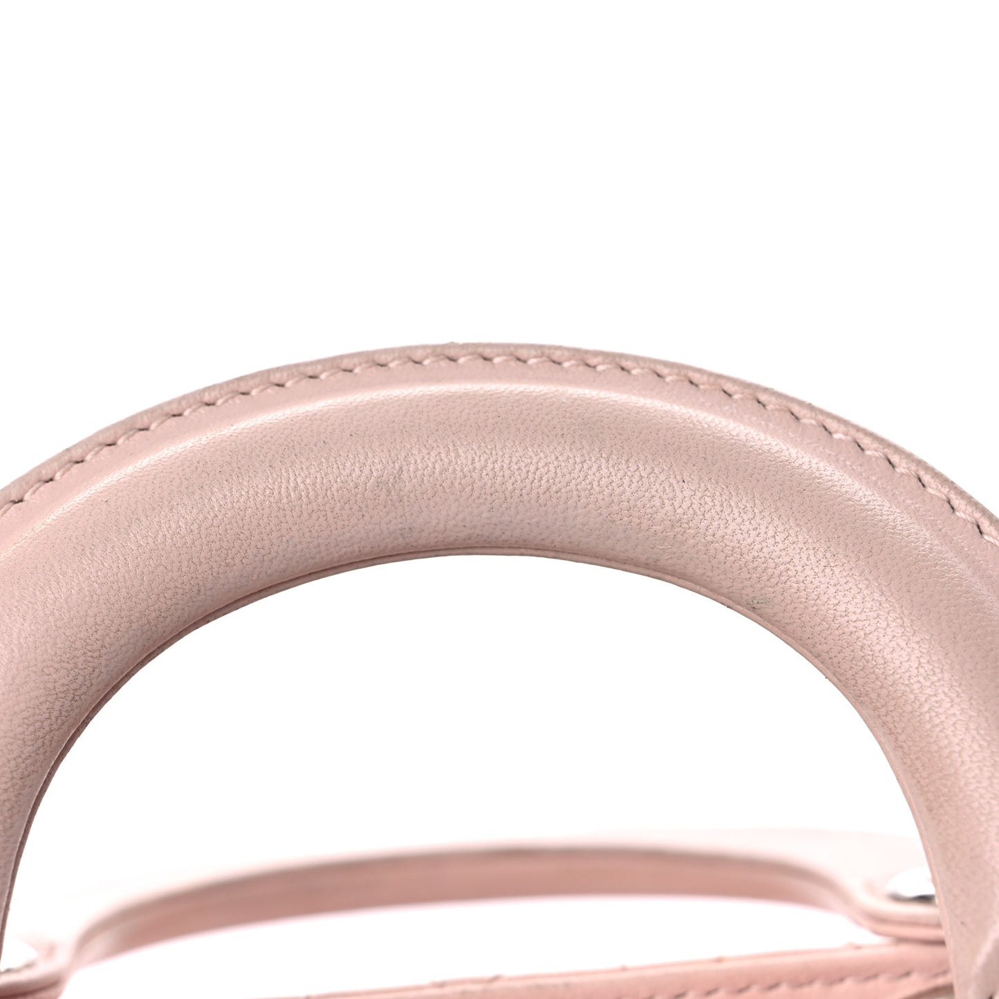 Lambskin Cannage Mini Lady Dior Crystal Strap Rose Poudre