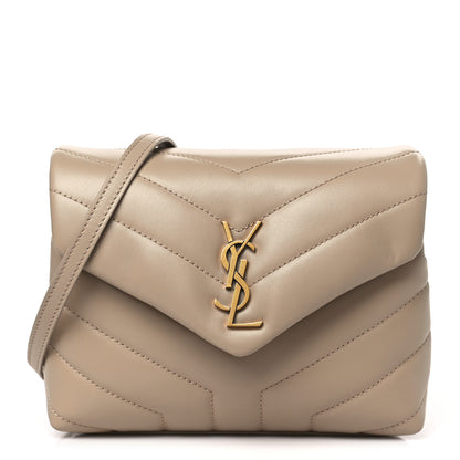 Saint Laurent Calfskin Y Quilted Monogram Toy Loulou Crossbody Bag Dark Beige 1 of 10