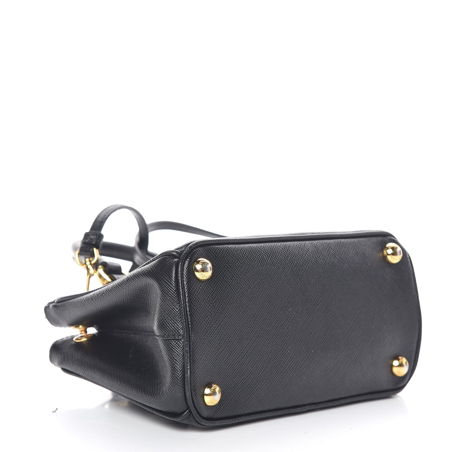 Saffiano Lux Micro Galleria Double Zip Tote Black