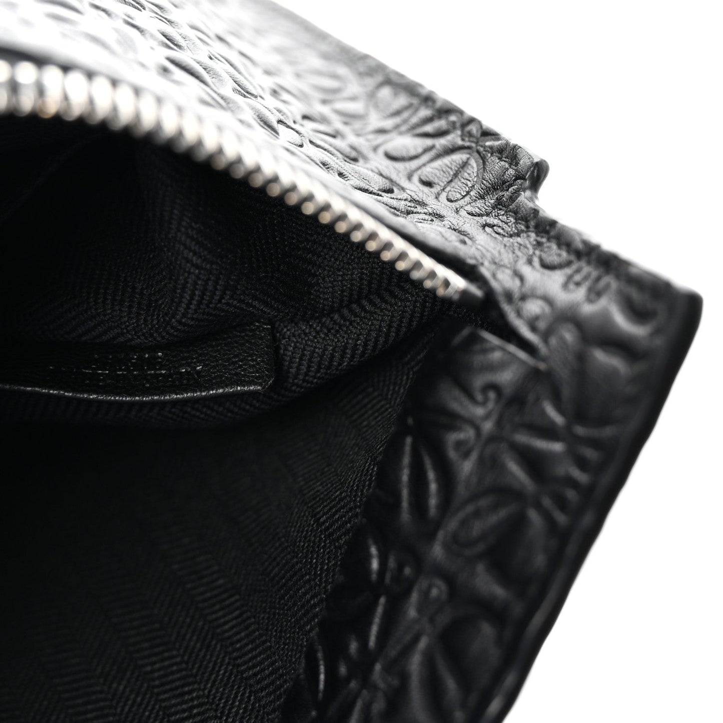 Calfskin Embossed Repeat T Pouch Black