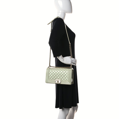 Chanel Patent Calfskin Quilted Medium Boy Flap Light Green 2 of 14
