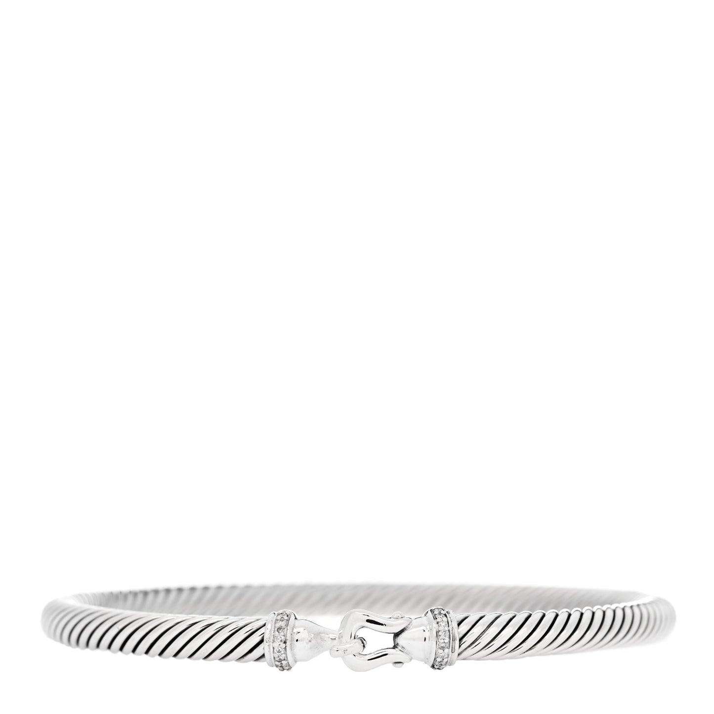 Sterling Silver Diamond 5mm Cable Buckle Bracelet