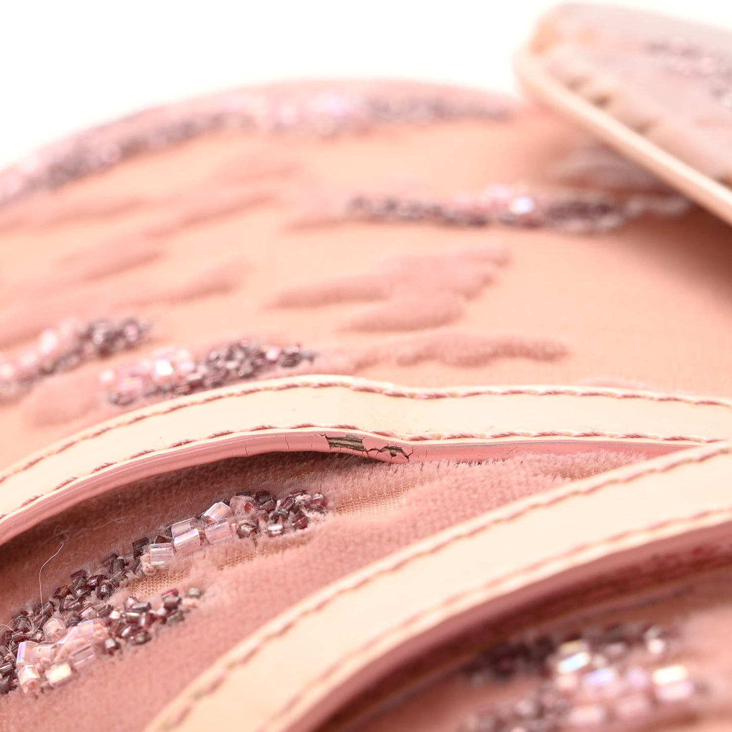 CHRISTIAN DIOR Velvet Beaded Saddle Bag Pink