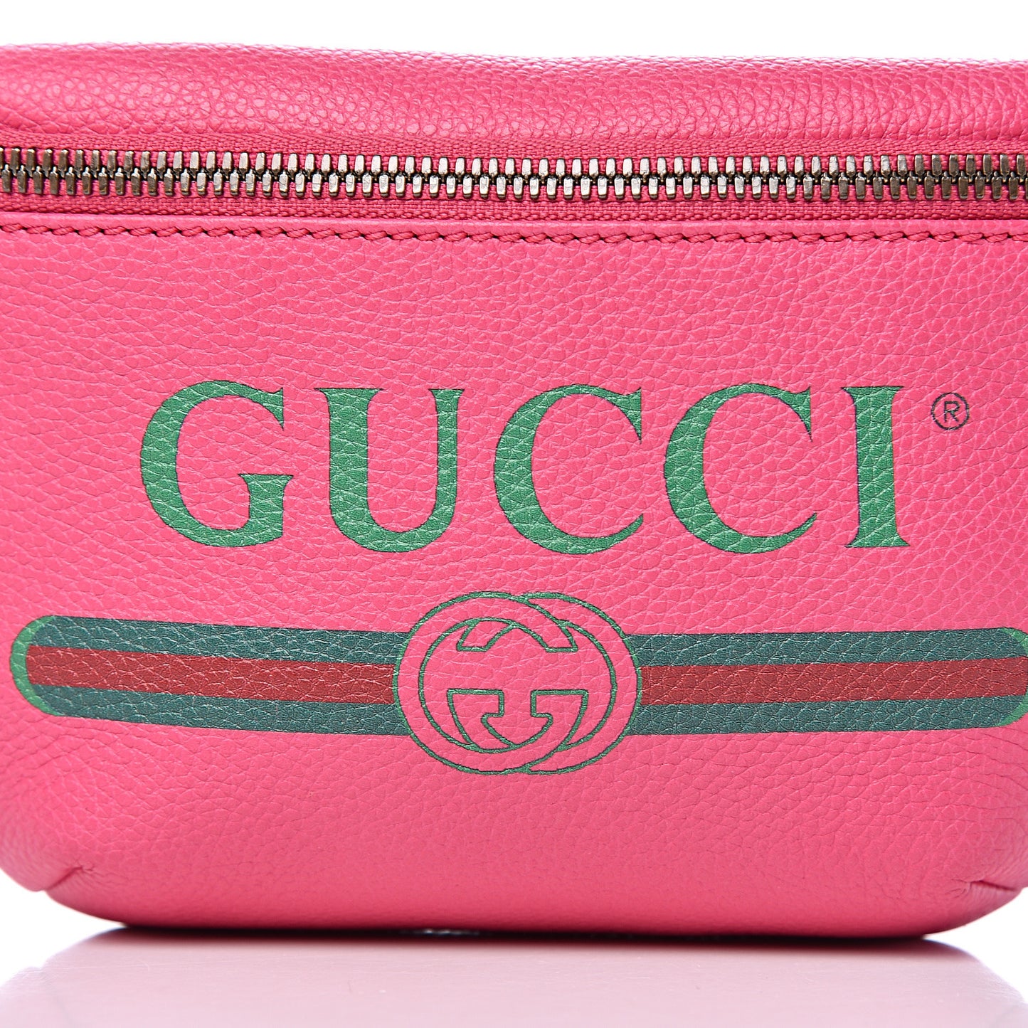 Grained Calfskin Small Logo Belt Bag Box Pink Green