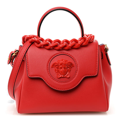 Versace Grained Calfskin Small La Medusa Top Handle Bag Red 1 of 10