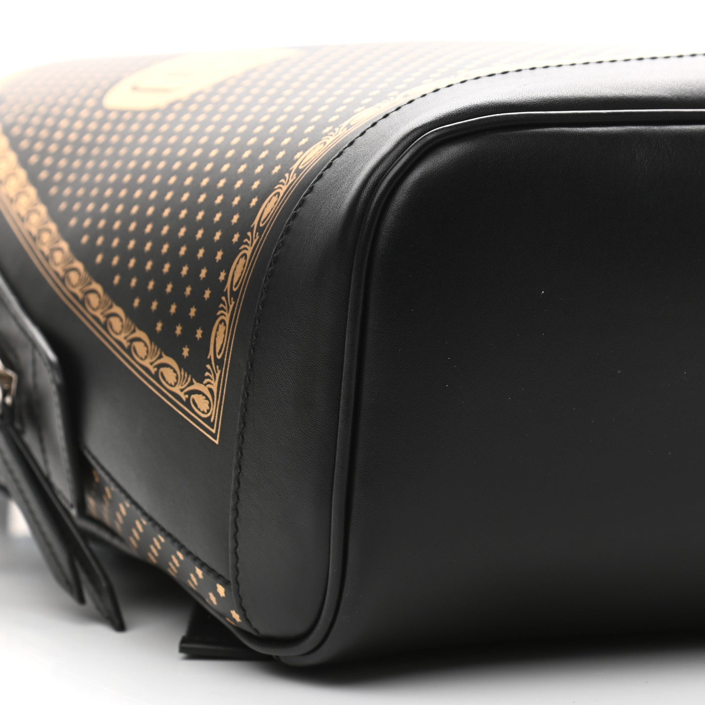 X SEGA Calfskin GUCCY Stars Dome Backpack Black Gold
