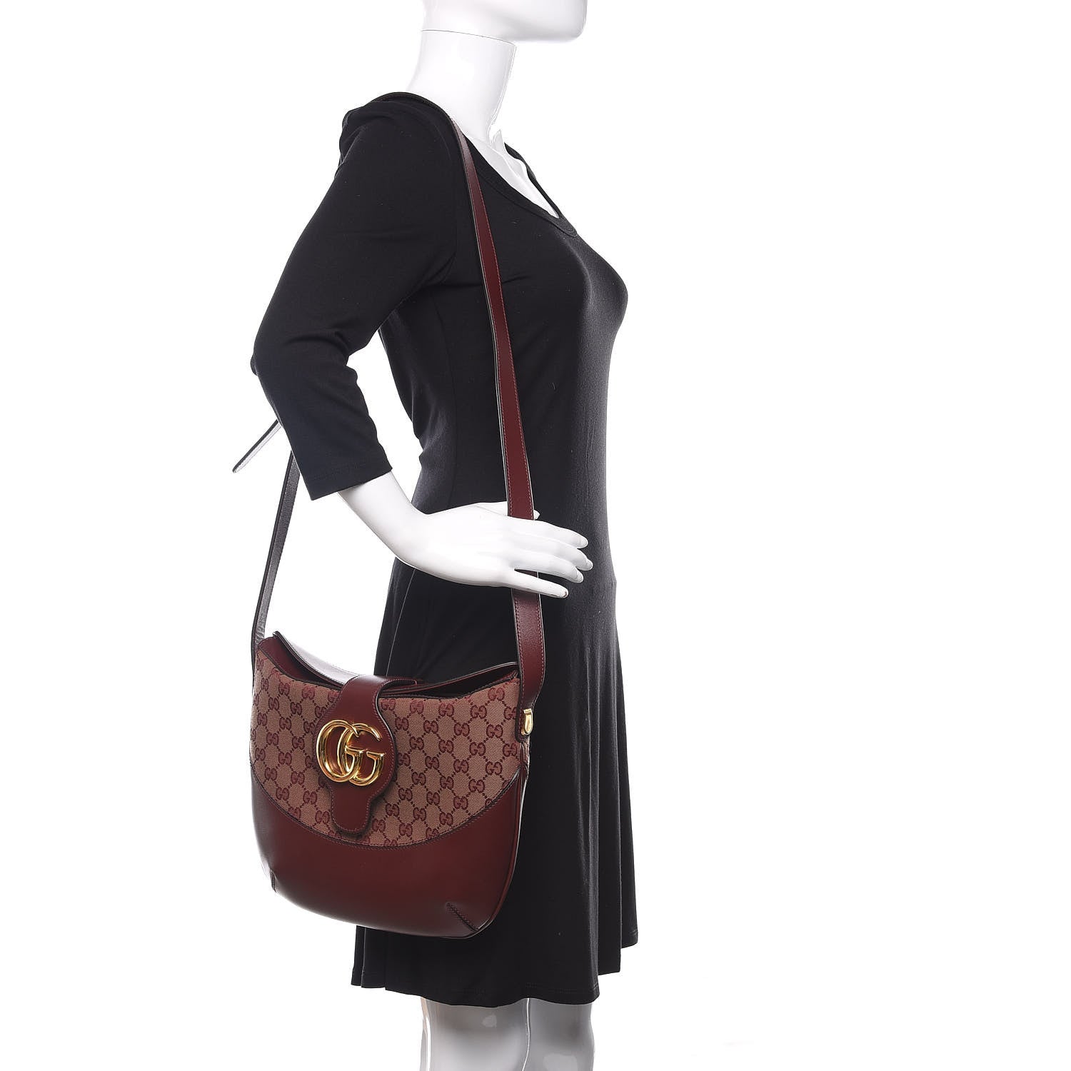 Gucci GG Monogram Calfskin Medium Arli Shoulder Bag Sahara Rubino Chardonnay 2 of 10