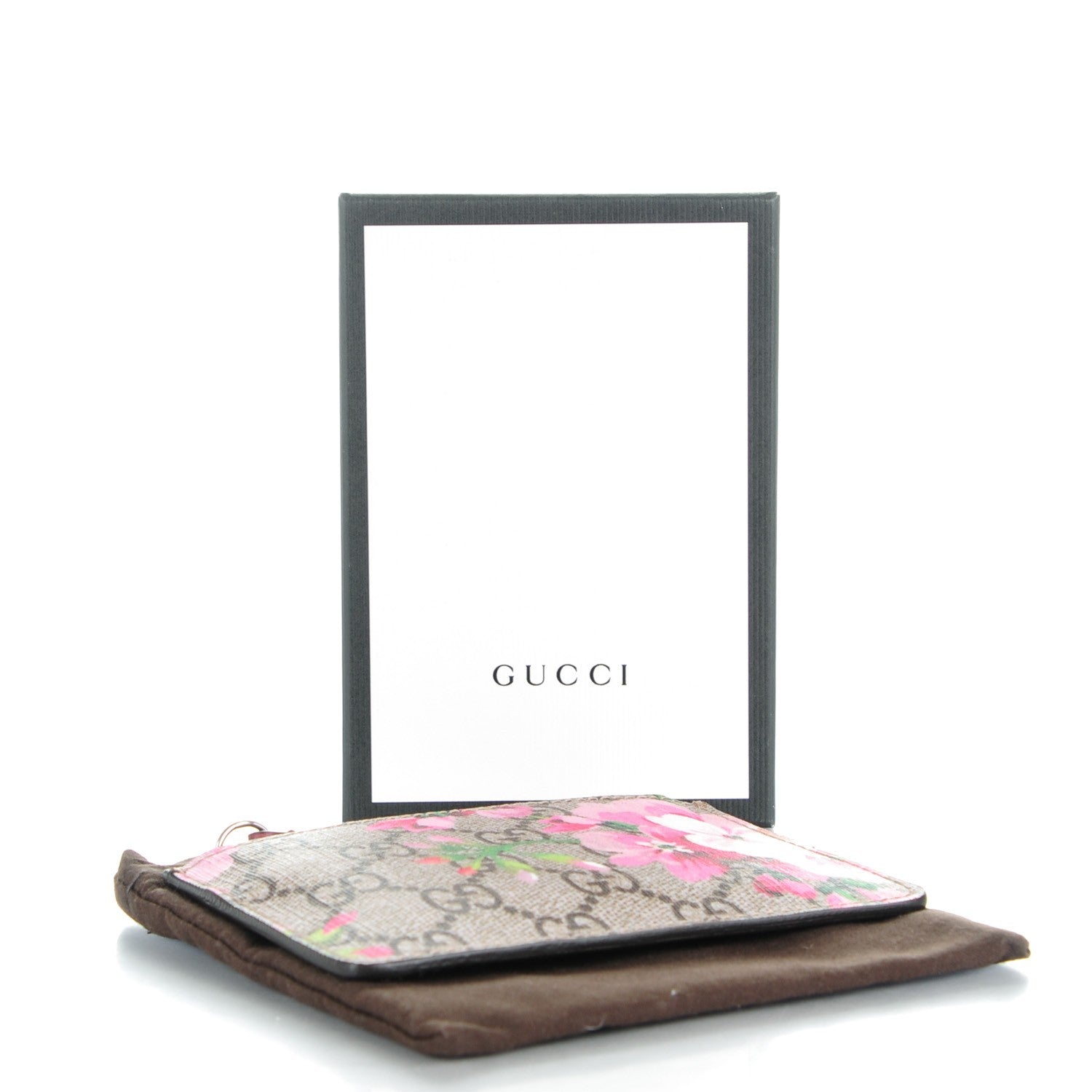 Gucci GG Supreme Monogram Blooms Key Ring Coin Case Beige Multicolor Dry Rose 4 of 6